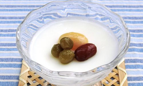 和風ミルクプリン煮豆添え